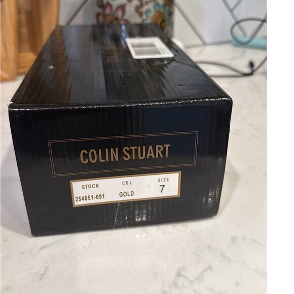 Colin Stuart gold gladiator ankle strap Grecian sandals size 7 faux leather - Picture 8 of 8